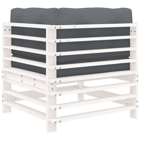 Siedzisko narożne z poduszkami, białe, lite drewno sosnowe Lumarko! Lumarko!