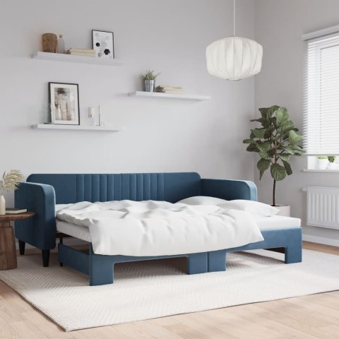  Sofa rozsuwana, niebieska, 90x200 cm, aksamit Lumarko! Lumarko!