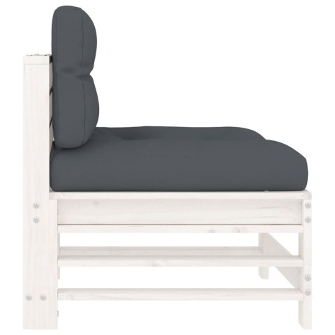  Siedziska środkowe z poduszkami, 2 szt., białe, drewno sosnowe Lumarko! Lumarko!