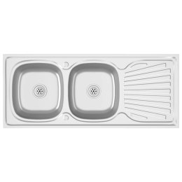  Zlew kuchenny dwukomorowy, srebrny, 1200x600x155 mm, stal Lumarko! Lumarko!