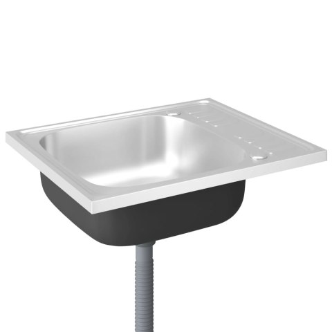 Zlew kuchenny z ociekaczem, srebrny, 600x500x155 mm, stal Lumarko! Lumarko!