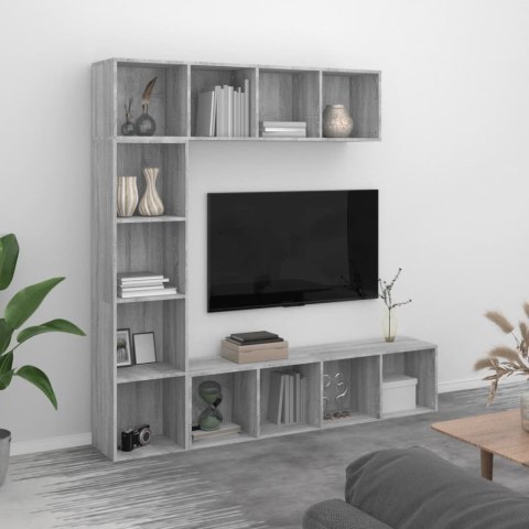 3-częściowy regał na książki/półka TV, szary dąb sonoma 180x30x180 cm Lumarko! Lumarko!