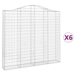  Kosze gabionowe, 6 szt, 200x30x180/200 cm, galwanizowane żelazo Lumarko! Lumarko!