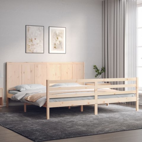  Rama łóżka z wezgłowiem, 200x200 cm, lite drewno Lumarko! Lumarko!