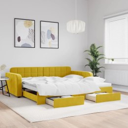 Sofa rozsuwana z szufladami, żółta, 100x200 cm, aksamit Lumarko! Lumarko!