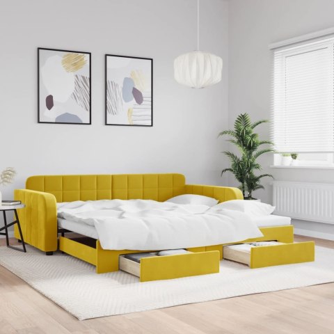  Sofa rozsuwana z szufladami, żółta, 100x200 cm, aksamit Lumarko! Lumarko!