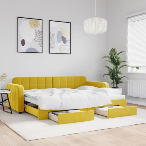 Sofa rozsuwana z szufladami, żółta, 80x200 cm, aksamit Lumarko! Lumarko!