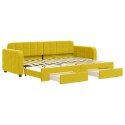 Sofa rozsuwana z szufladami, żółta, 80x200 cm, aksamit Lumarko! Lumarko!