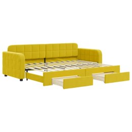 Sofa rozsuwana z szufladami, żółta, 80x200 cm, aksamit Lumarko! Lumarko!
