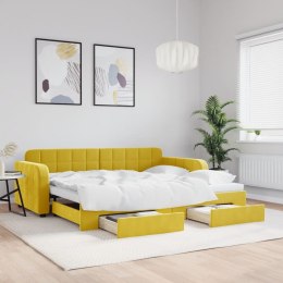 Sofa rozsuwana z szufladami, żółta, 90x200 cm, aksamit Lumarko! Lumarko!