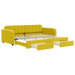 Sofa rozsuwana z szufladami, żółta, 90x200 cm, aksamit Lumarko! Lumarko!