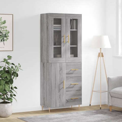 Witrynka szary dąb sonoma 69,5x34x180cm materiał drewnopochodny Lumarko! Lumarko!