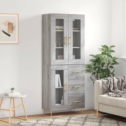  Witrynka szary dąb sonoma 69,5x34x180cm materiał drewnopochodny Lumarko! Lumarko!