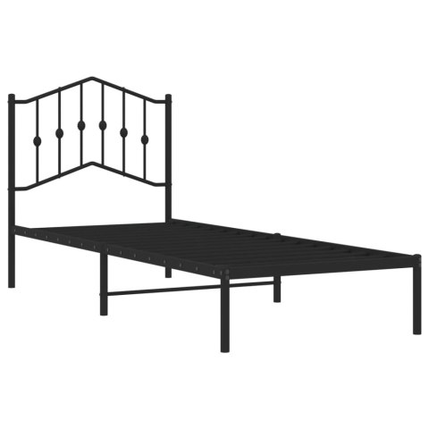 Metalowa rama łóżka z wezgłowiem, czarna, 80x200 cm Lumarko! Lumarko!