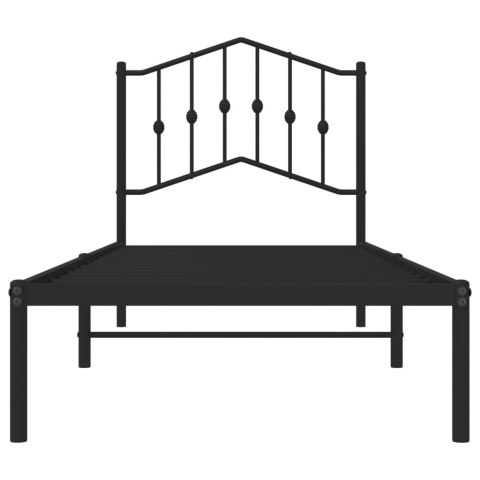 Metalowa rama łóżka z wezgłowiem, czarna, 80x200 cm Lumarko! Lumarko!