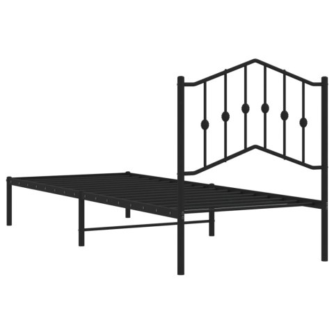 Metalowa rama łóżka z wezgłowiem, czarna, 80x200 cm Lumarko! Lumarko!