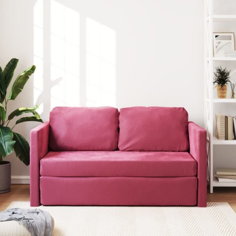 Sofa podłogowa 2-w-1, winna czerwień, 122x204x55 cm, aksamit Lumarko! Lumarko!