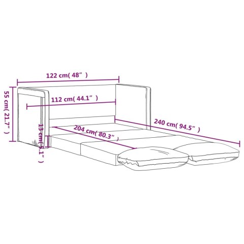 Sofa podłogowa 2-w-1, winna czerwień, 122x204x55 cm, aksamit Lumarko! Lumarko!