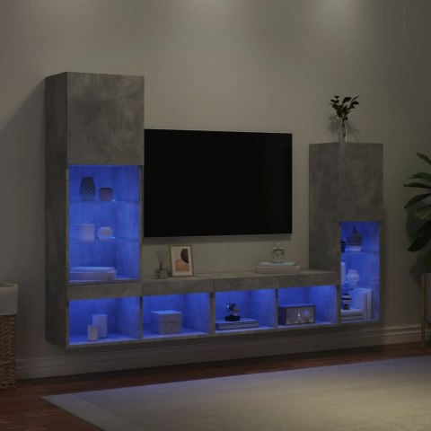  4-częściowy zestaw mebli TV z LED, szarość betonu Lumarko! Lumarko!