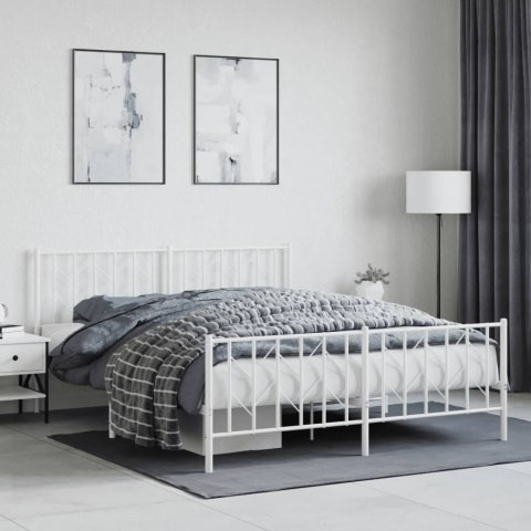  Metalowa rama łóżka z wezgłowiem i zanóżkiem, biała, 160x200 cm Lumarko! Lumarko!
