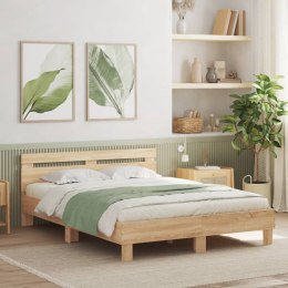  Rama łóżka z wezgłowiem i LED, dąb sonoma, 140x190 cm Lumarko! Lumarko!