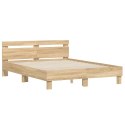 Rama łóżka z wezgłowiem i LED, dąb sonoma, 140x190 cm Lumarko! Lumarko!