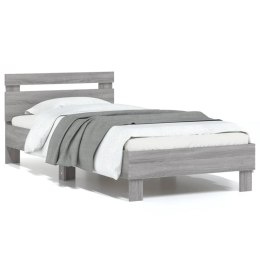  Rama łóżka z wezgłowiem i LED, szary dąb sonoma, 75x190 cm Lumarko! Lumarko!