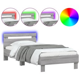  Rama łóżka z wezgłowiem i LED, szary dąb sonoma, 75x190 cm Lumarko! Lumarko!