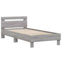  Rama łóżka z wezgłowiem i LED, szary dąb sonoma, 75x190 cm Lumarko! Lumarko!