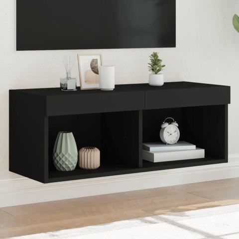  Szafka TV z LED, czarna, 80x30x30 cm Lumarko! Lumarko!