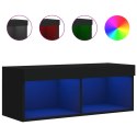  Szafka TV z LED, czarna, 80x30x30 cm Lumarko! Lumarko!