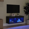  Szafka TV z LED, czarna, 80x30x30 cm Lumarko! Lumarko!