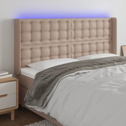  Zagłówek do łóżka z LED, cappuccino, 147x16x118/128cm, ekoskóra Lumarko! Lumarko!