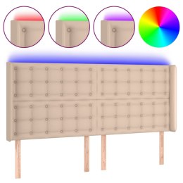  Zagłówek do łóżka z LED, cappuccino, 147x16x118/128cm, ekoskóra Lumarko! Lumarko!
