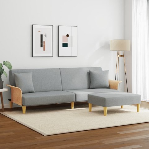  2-os. kanapa rozkładana, z poduszkami i podnóżkiem, jasnoszara Lumarko! Lumarko!