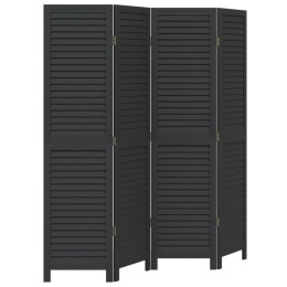  Parawan pokojowy, 4-panelowy, czarny, lite drewno paulowni Lumarko! Lumarko!