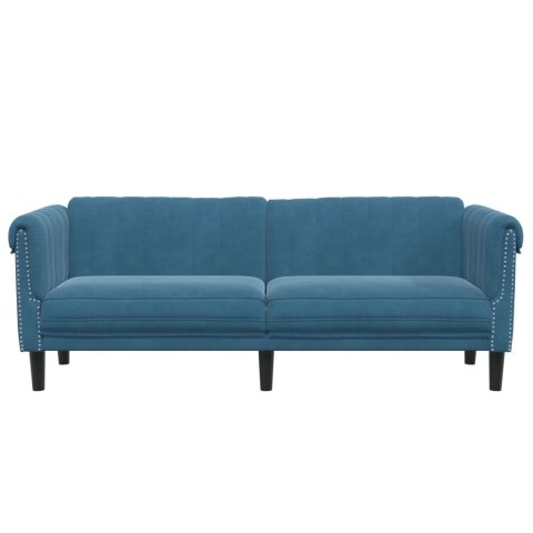 Sofa 3-osobowa, niebieska, tapicerowana aksamitem Lumarko! Lumarko!