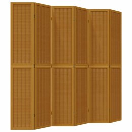  Parawan pokojowy, 6-panelowy, brązowy, lite drewno paulowni Lumarko! Lumarko!