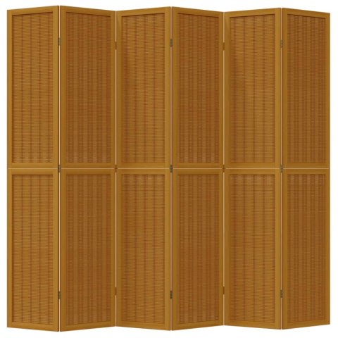  Parawan pokojowy, 6-panelowy, brązowy, lite drewno paulowni Lumarko! Lumarko!