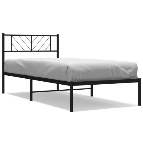  Metalowa rama łóżka z wezgłowiem, czarna, 90x200 cm Lumarko! Lumarko!