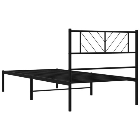  Metalowa rama łóżka z wezgłowiem, czarna, 90x200 cm Lumarko! Lumarko!