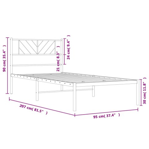  Metalowa rama łóżka z wezgłowiem, czarna, 90x200 cm Lumarko! Lumarko!