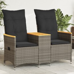  Rozkładana sofa ogrodowa ze stolikiem, 2-os., szara, rattan PE Lumarko! Lumarko!