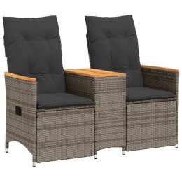  Rozkładana sofa ogrodowa ze stolikiem, 2-os., szara, rattan PE Lumarko! Lumarko!