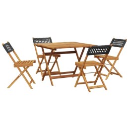 5-cz. zestaw mebli bistro, czarny rattan PE i drewno Lumarko! Lumarko!