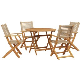  5-cz. zestaw mebli ogrodowych, beżowy rattan PE i drewno Lumarko! Lumarko!