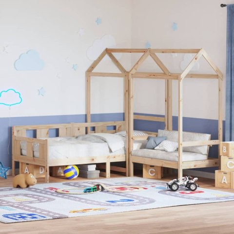  Łóżko dzienne z ławką i daszkiem, 90x200 cm, drewno sosnowe Lumarko! Lumarko!