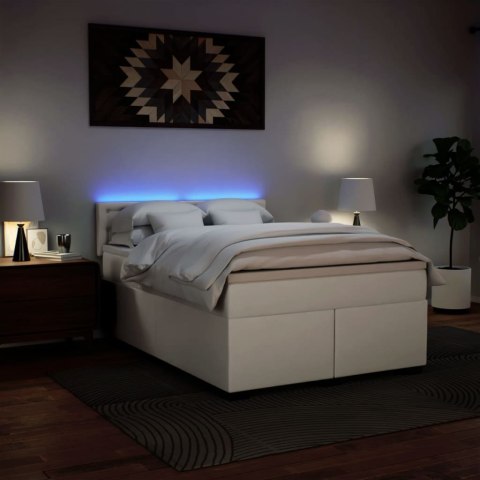  Łóżko kontynentalne z materacem, białe, ekoskóra 160x200 cm Lumarko! Lumarko!