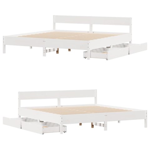  Łóżko bez materaca, białe, 200x200 cm, lite drewno sosnowe Lumarko! Lumarko!