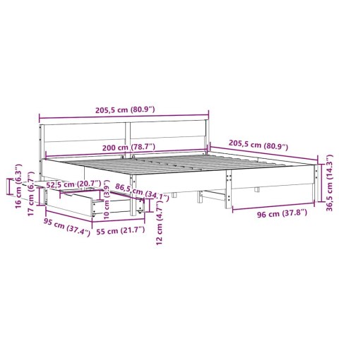  Łóżko bez materaca, białe, 200x200 cm, lite drewno sosnowe Lumarko! Lumarko!